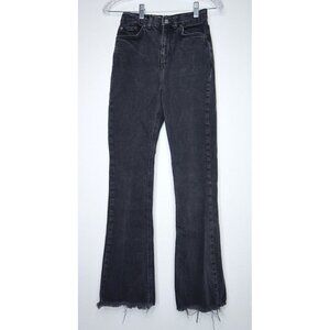 ASOS Denim Jeans Mom Cropped High Waist Tapered Raw Hem Black Women's Size 24